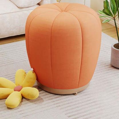 Scandinavian Pumpkin Flannel Frame Vanity Stool