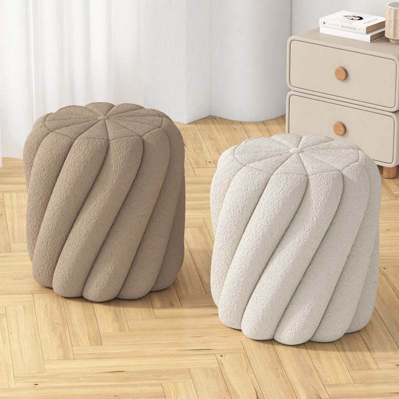 Scandinavian Lamb Fleece Solid Wood Portable Vanity Stool