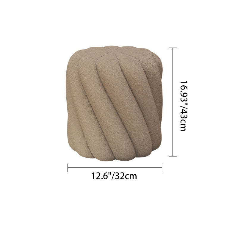 Scandinavian Lamb Fleece Solid Wood Portable Vanity Stool — Grey
