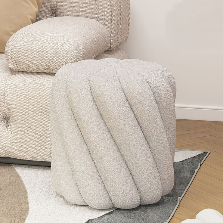 Scandinavian Lamb Fleece Solid Wood Portable Vanity Stool