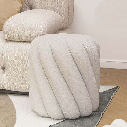 Scandinavian Lamb Fleece Solid Wood Portable Vanity Stool