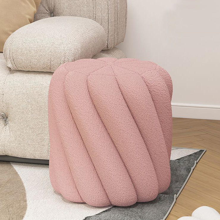 Scandinavian Lamb Fleece Solid Wood Portable Vanity Stool