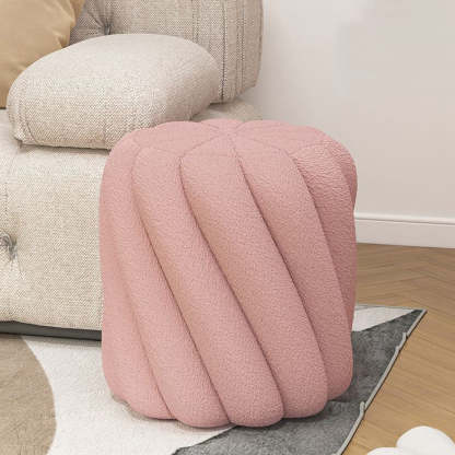 Scandinavian Lamb Fleece Solid Wood Portable Vanity Stool