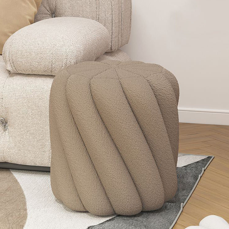 Scandinavian Lamb Fleece Solid Wood Portable Vanity Stool