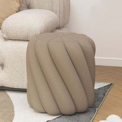 Scandinavian Lamb Fleece Solid Wood Portable Vanity Stool