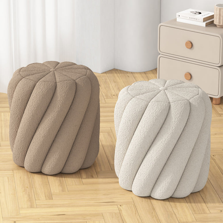 Scandinavian Lamb Fleece Solid Wood Portable Vanity Stool