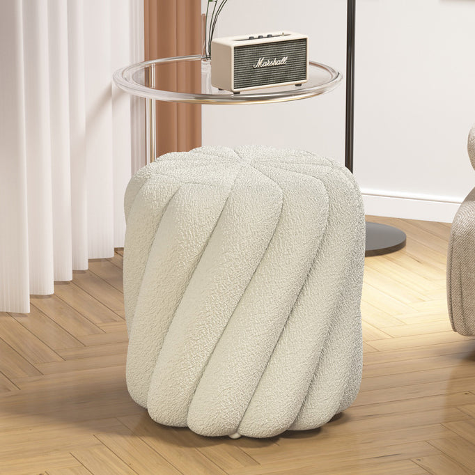 Scandinavian Lamb Fleece Solid Wood Portable Vanity Stool