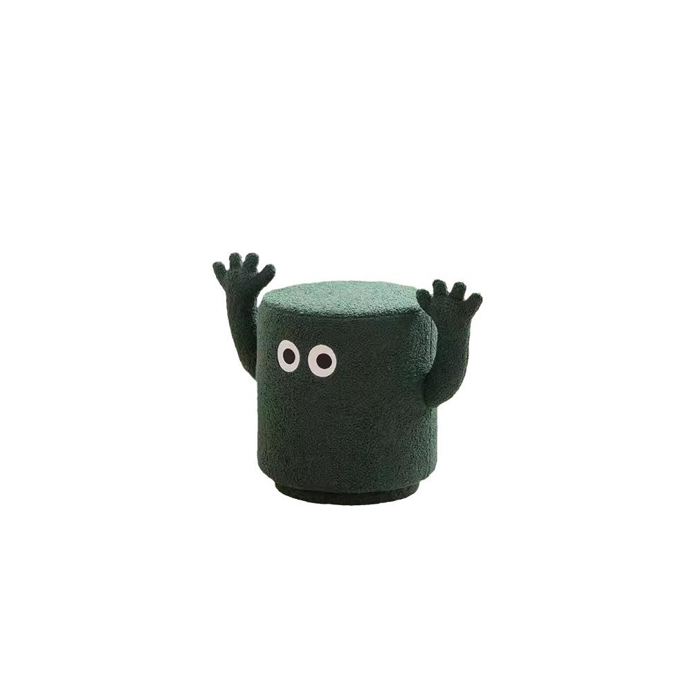 Contemporary Lamb Fleece Cylinder Pouf Footstool