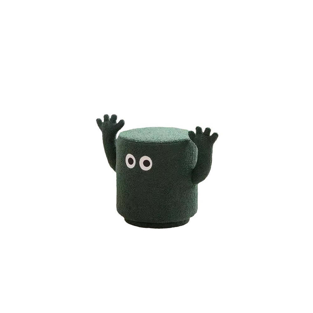 Contemporary Lamb Fleece Cylinder Pouf Footstool