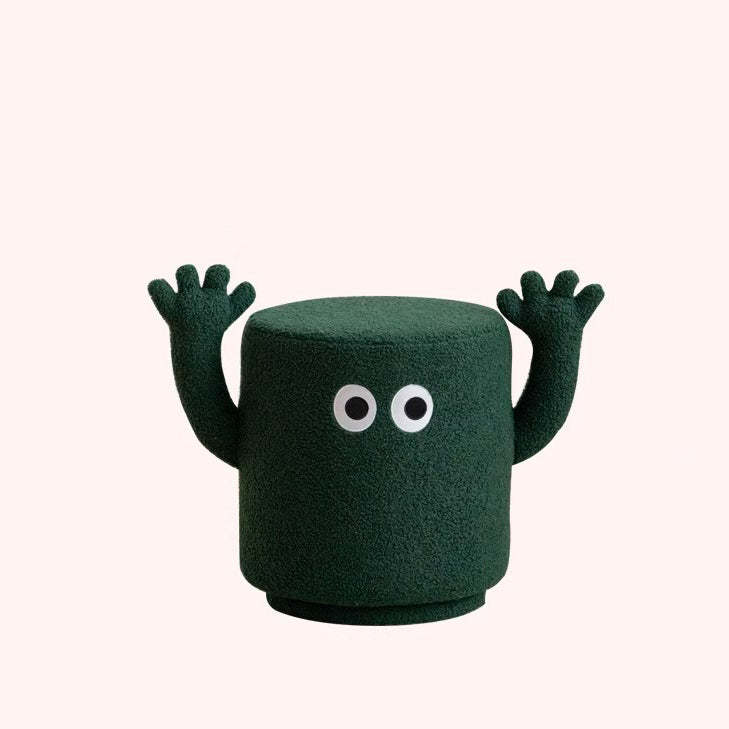 Contemporary Lamb Fleece Cylinder Pouf Footstool