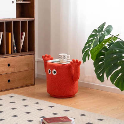 Contemporary Lamb Fleece Cylinder Pouf Footstool