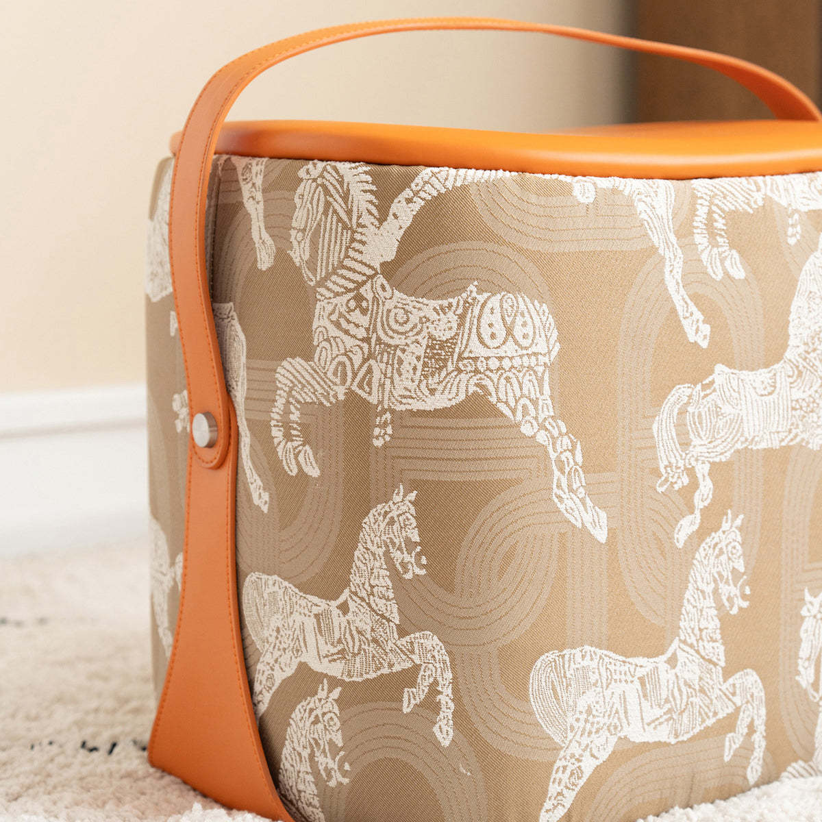 Contemporary Luxury Square Leather Pouf Footstool