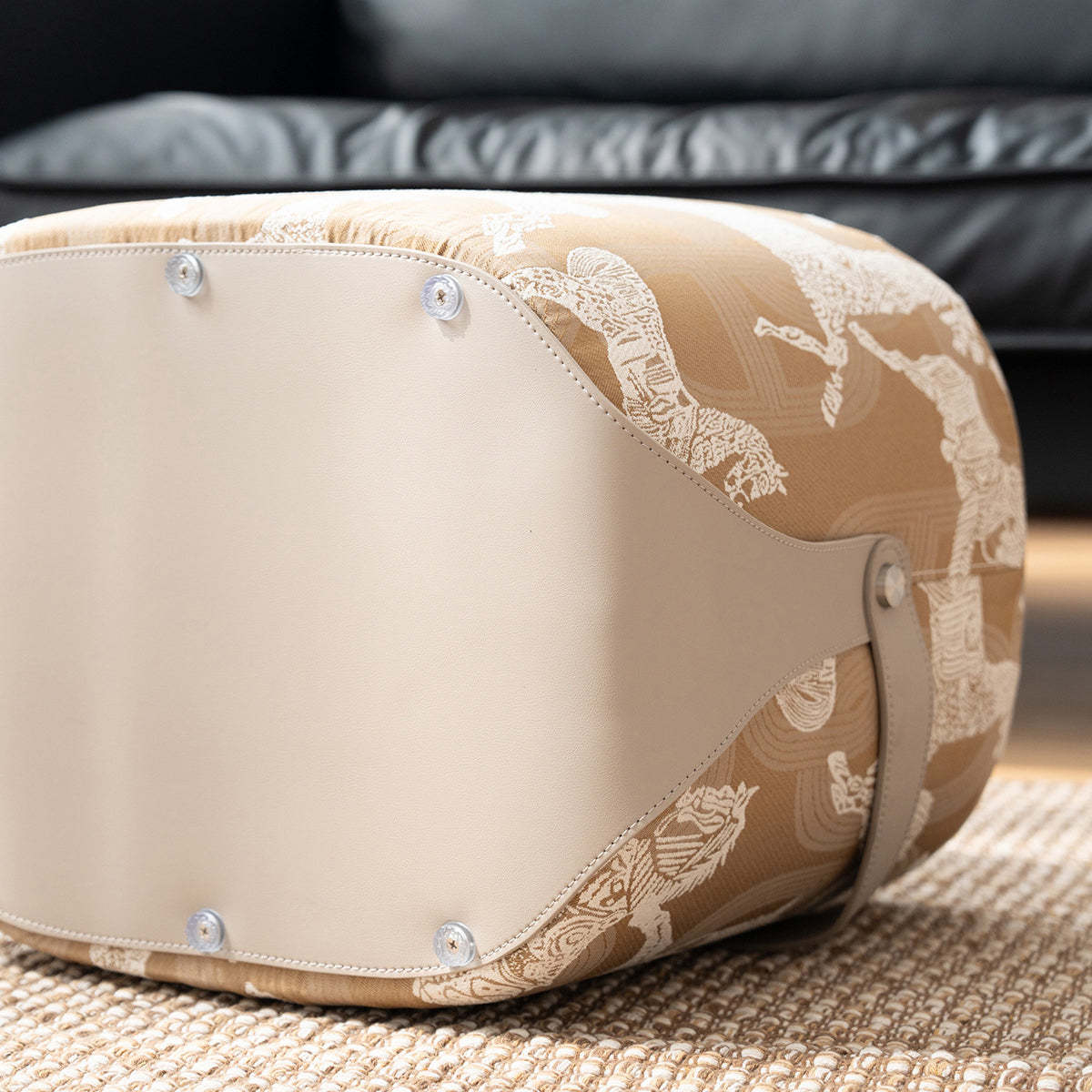 Contemporary Luxury Square Leather Pouf Footstool