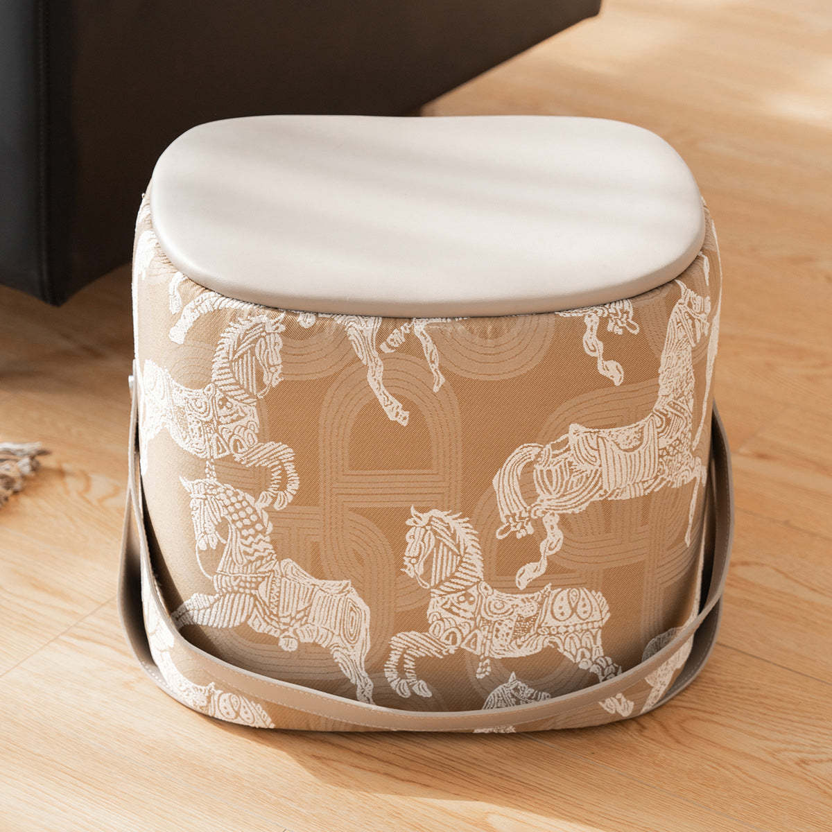 Contemporary Luxury Square Leather Pouf Footstool