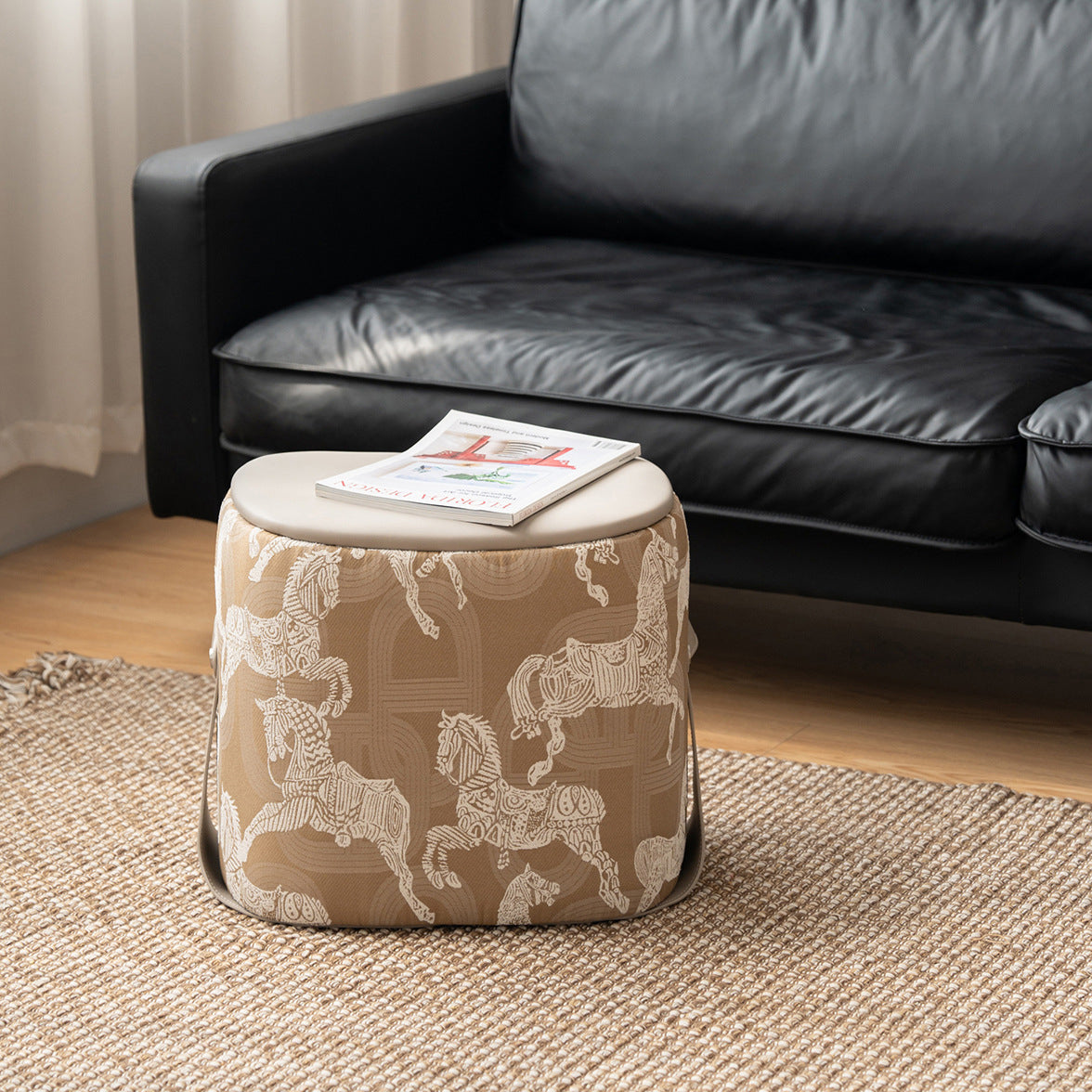 Contemporary Luxury Square Leather Pouf Footstool