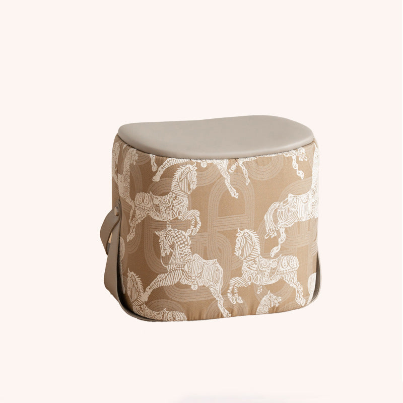 Contemporary Luxury Square Leather Pouf Footstool