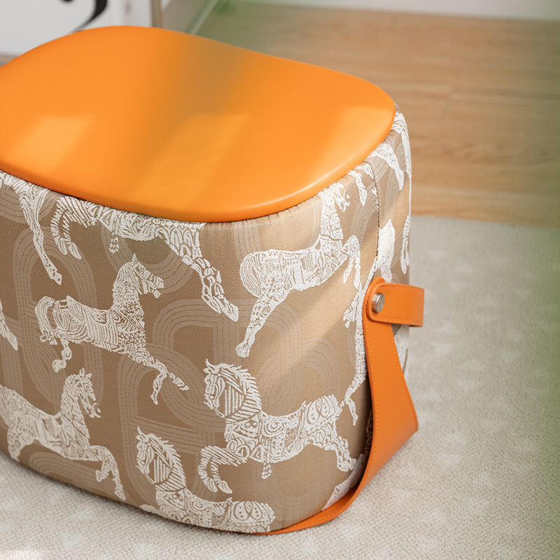 Contemporary Luxury Square Leather Pouf Footstool