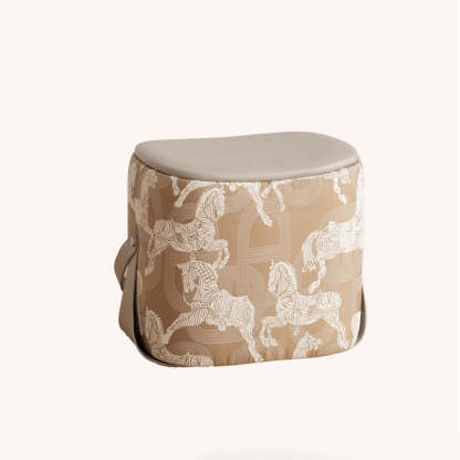 Contemporary Luxury Square Leather Pouf Footstool