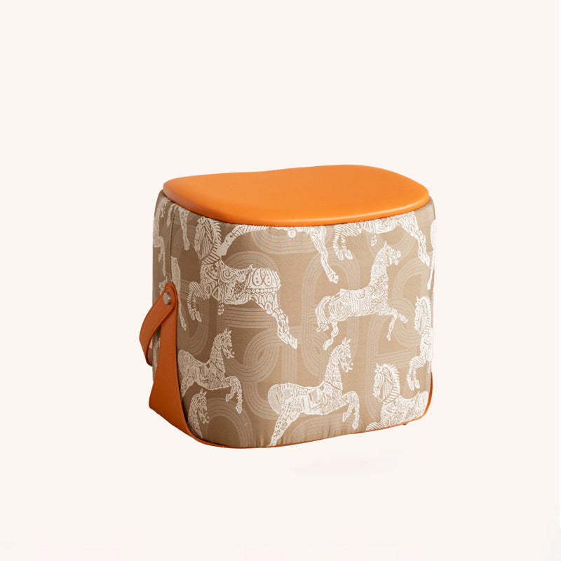 Contemporary Luxury Square Leather Pouf Footstool