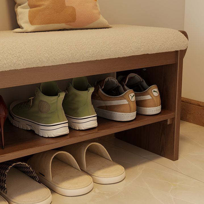 Contemporary Puppy Flannel Solid Wood 2-Tier Footstool Bench