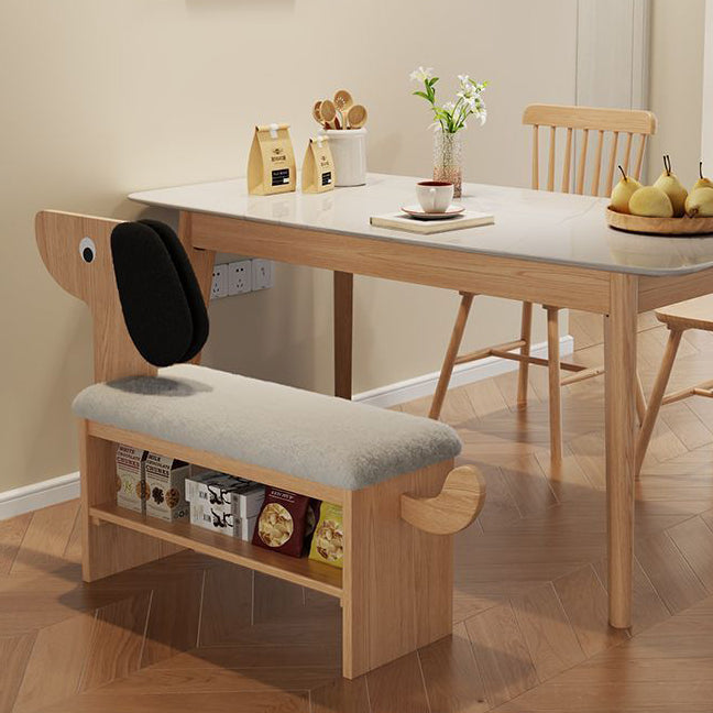 Contemporary Puppy Flannel Solid Wood 2-Tier Footstool Bench