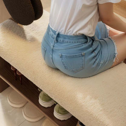 Contemporary Puppy Flannel Solid Wood 2-Tier Footstool Bench