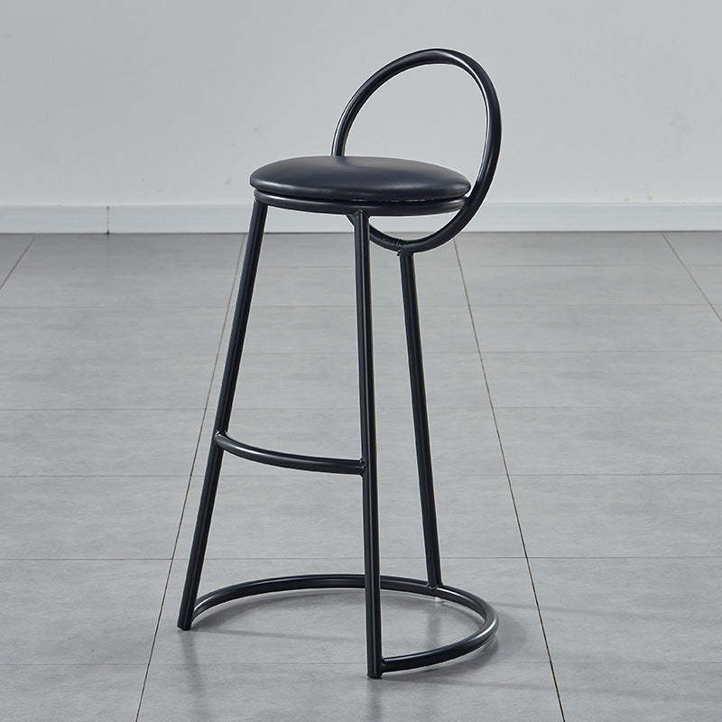 Transitional Round Houndstooth Metal Arc Bar Stool