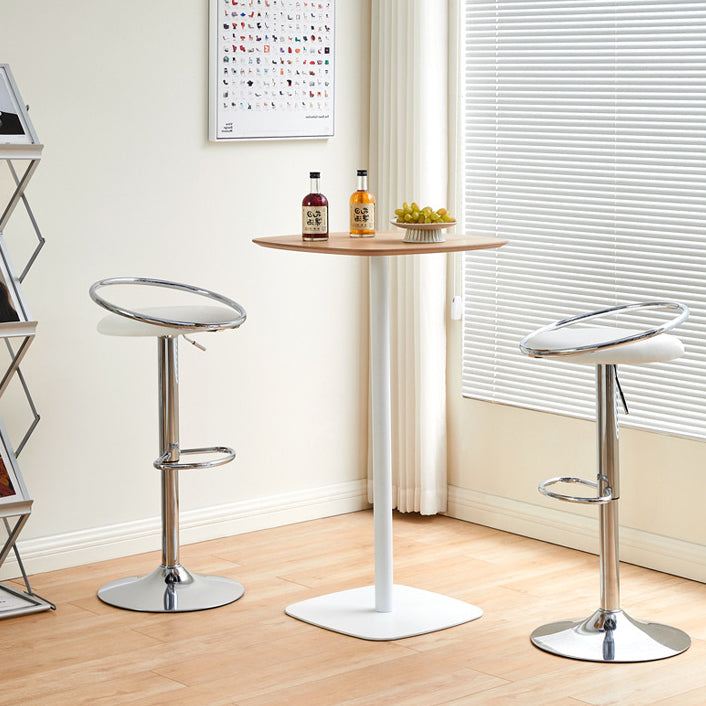 Mid-Century Leather Carbon Steel Adjustable Swivel Bar Stool