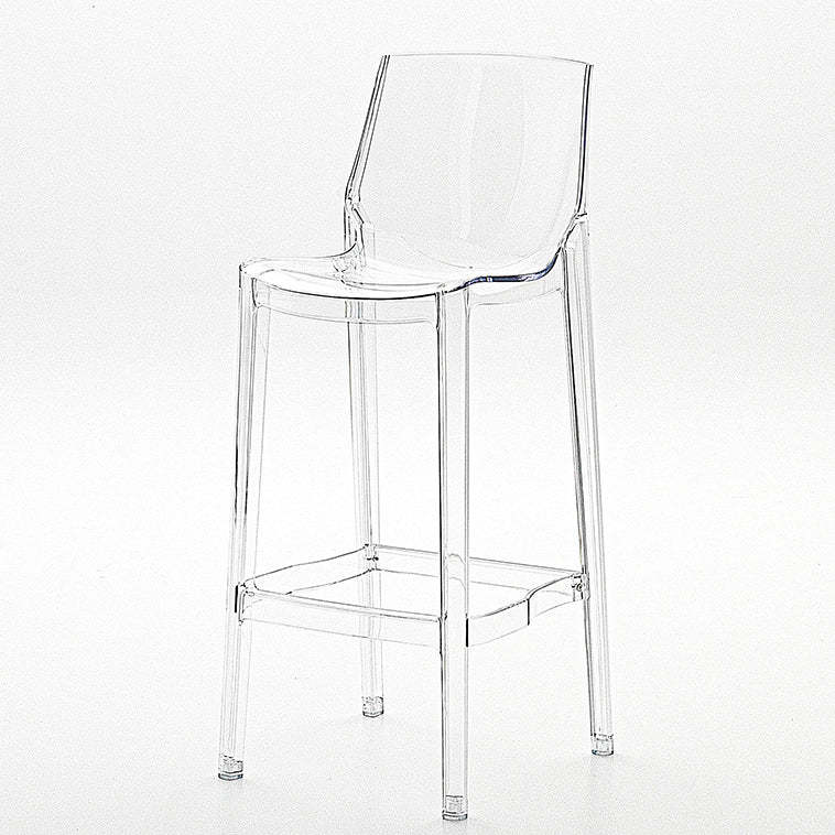 Scandinavian Square Plastic Low-Back Bar Stool