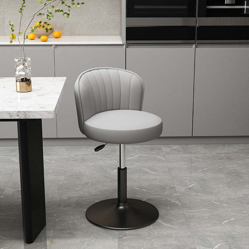 Luxury wood bar & counter stools in leather — Light Gray / Black