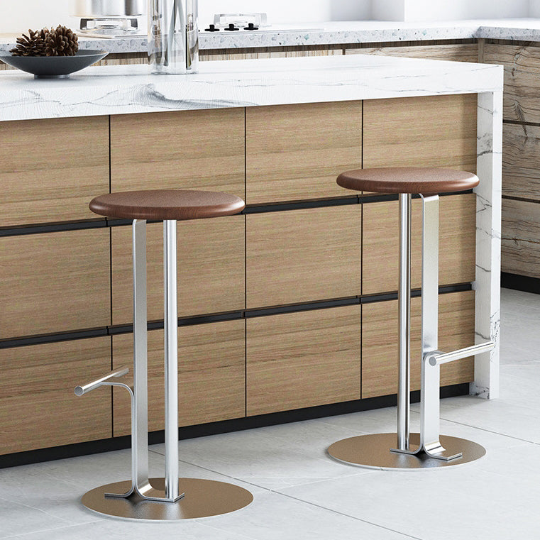 Traditional Colonial Solid Wood Metal Backless Bar Stool