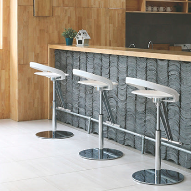 Transitional Round Leather Stainless Steel Swivel Bar Stool