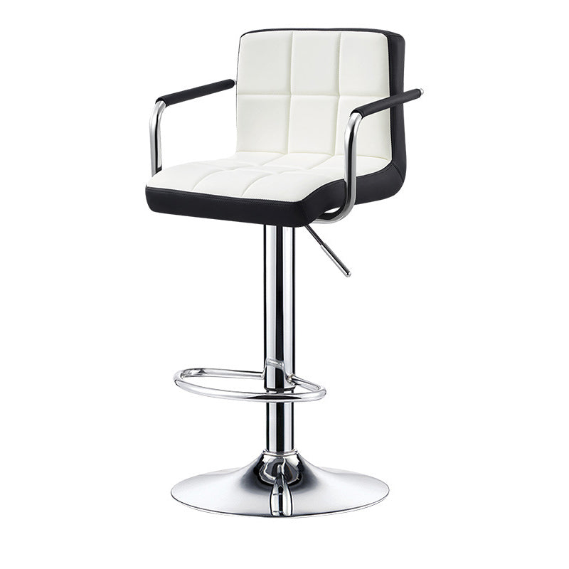 Contemporary Leather Liftable Swivel Backless Bar Stool