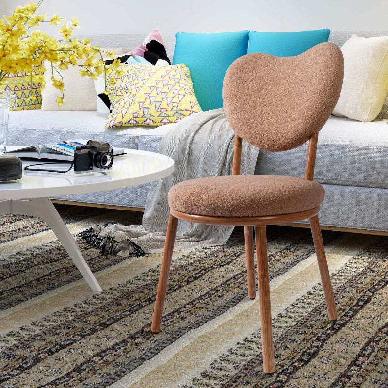 Modern Shabby Lamb Fleece Heart-Shaped Vanity Stool