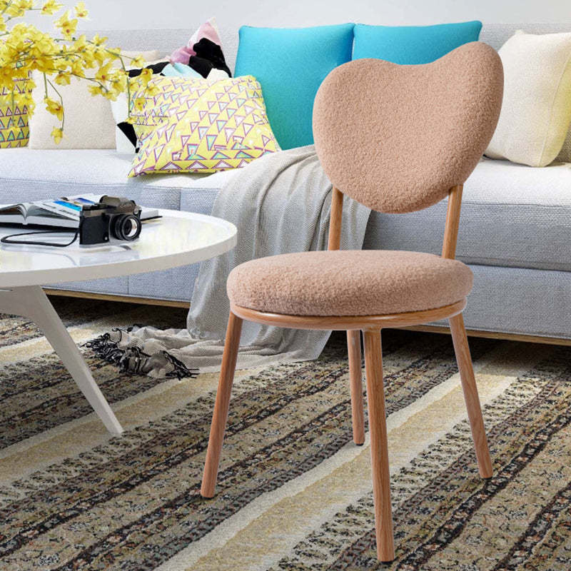 Modern Shabby Lamb Fleece Heart-Shaped Vanity Stool