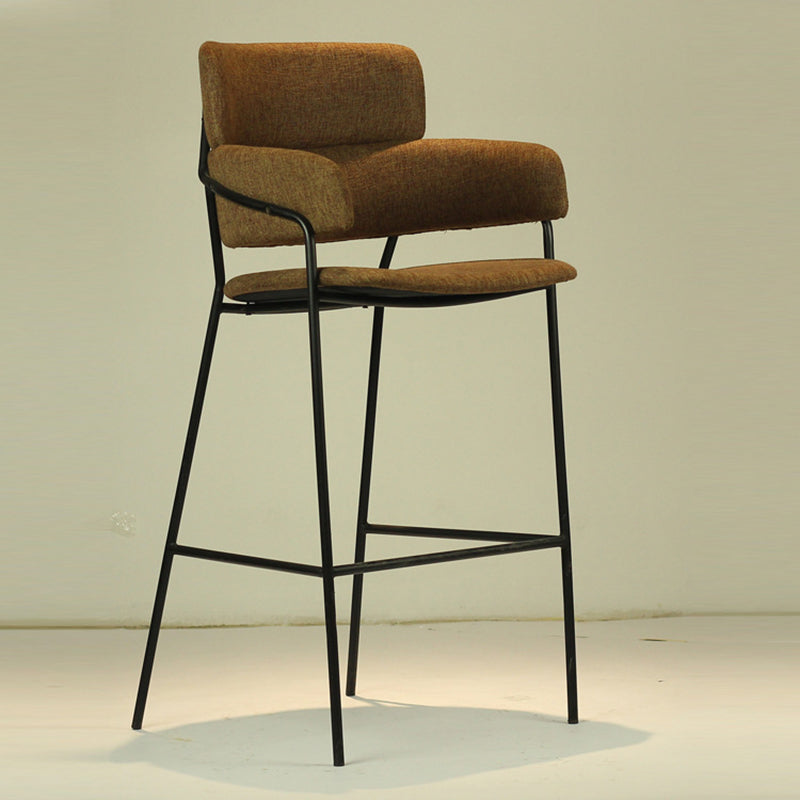 Transitional Flannel Upholstered Iron Bar Stool