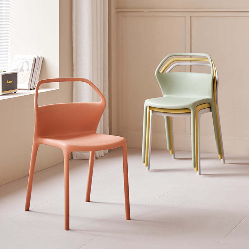 Scandinavian Plastic Stackable Dining Chair — White