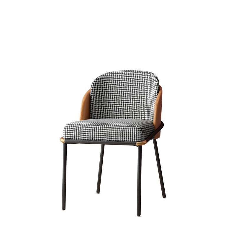 Scandinavian Houndstooth Linen Curved Dining Chair