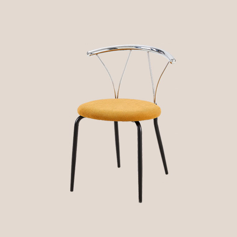 Modern Eclectic Corduroy Stainless Steel Round Dining Chair