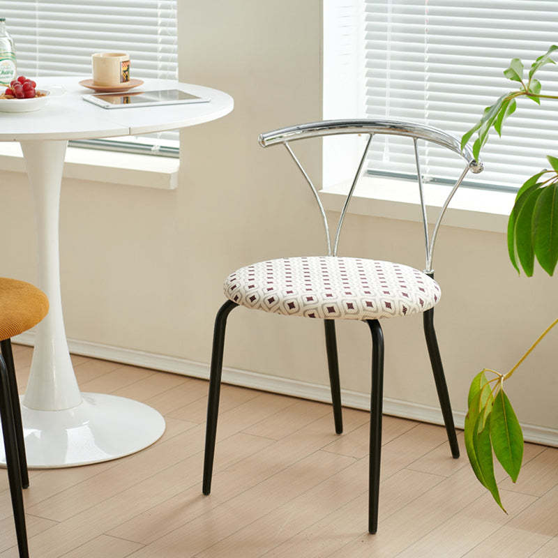 Modern Eclectic Corduroy Stainless Steel Round Dining Chair