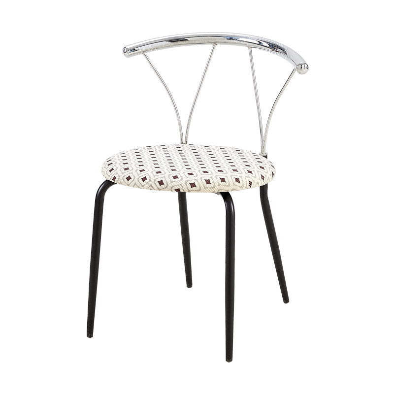 Modern Eclectic Corduroy Stainless Steel Round Dining Chair