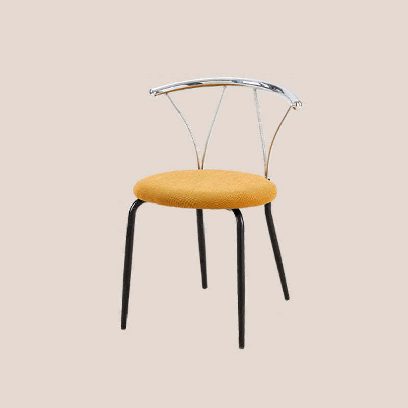 Modern Eclectic Corduroy Stainless Steel Round Dining Chair