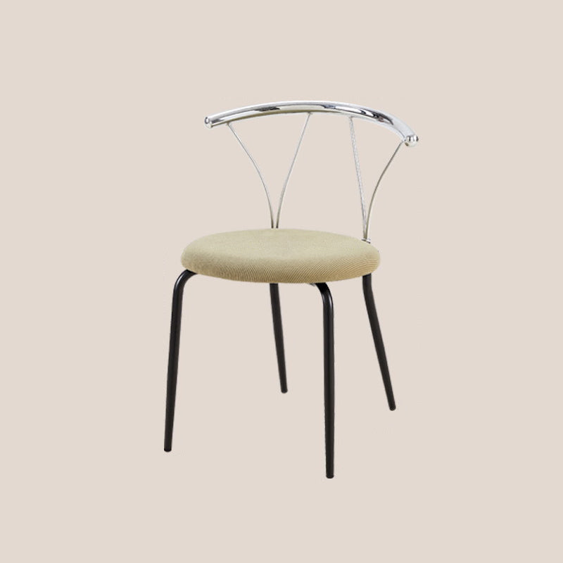 Modern Eclectic Corduroy Stainless Steel Round Dining Chair