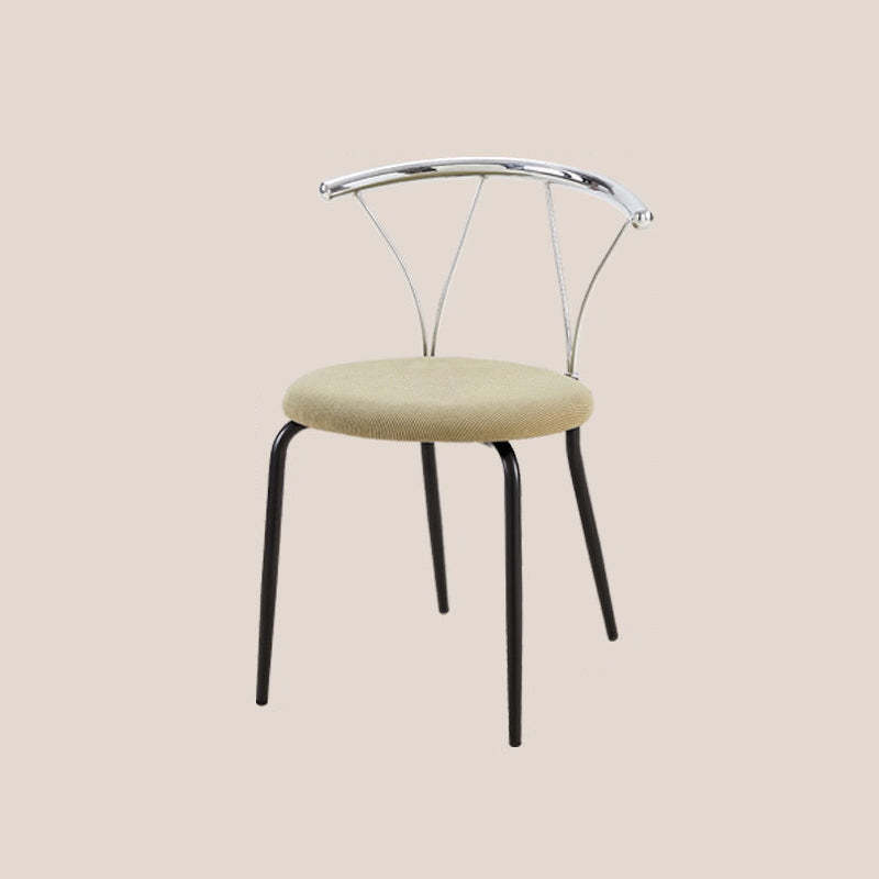 Modern Eclectic Corduroy Stainless Steel Round Dining Chair