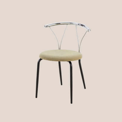 Modern Eclectic Corduroy Stainless Steel Round Dining Chair