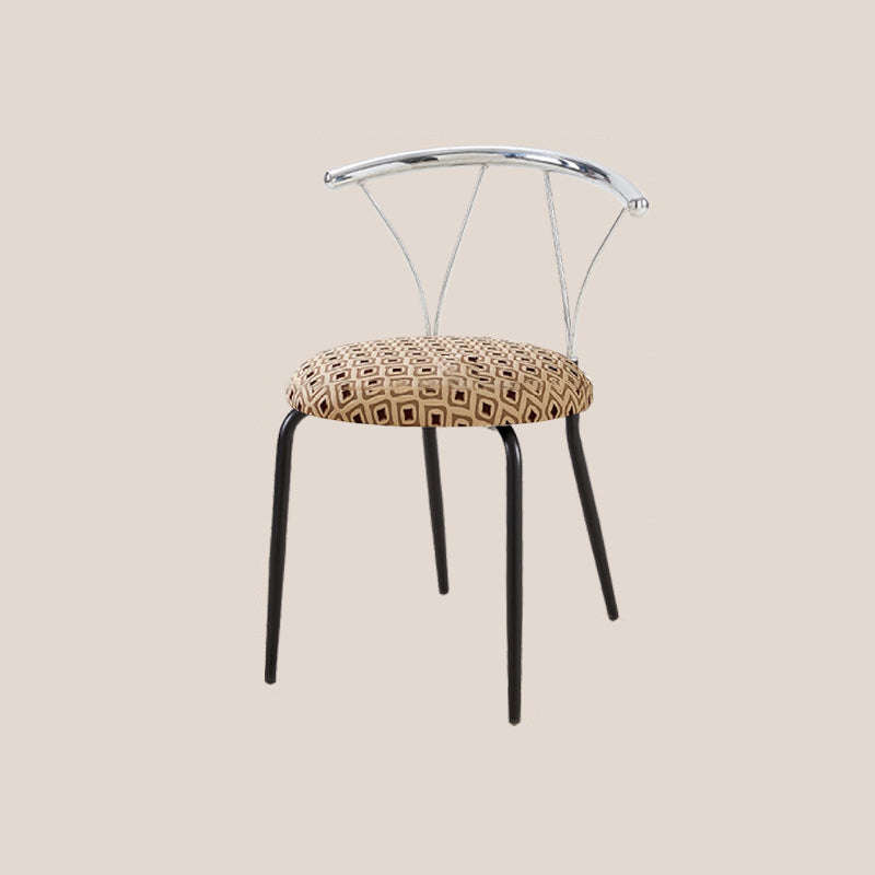 Modern Eclectic Corduroy Stainless Steel Round Dining Chair