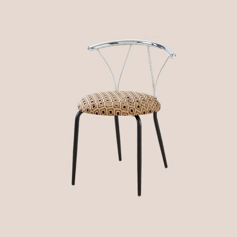 Modern Eclectic Corduroy Stainless Steel Round Dining Chair