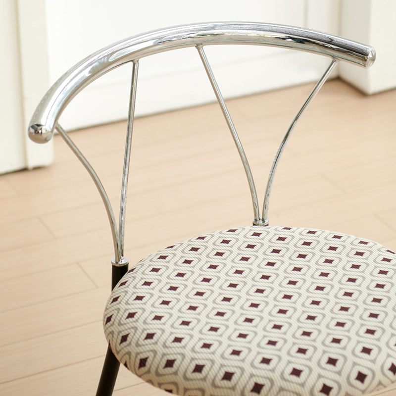 Modern Eclectic Corduroy Stainless Steel Round Dining Chair