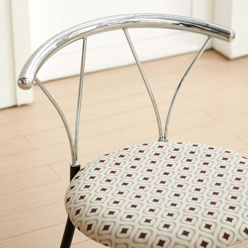 Modern Eclectic Corduroy Stainless Steel Round Dining Chair