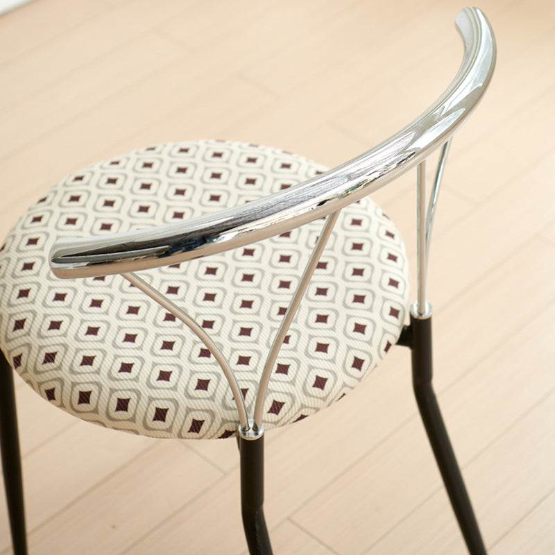 Modern Eclectic Corduroy Stainless Steel Round Dining Chair